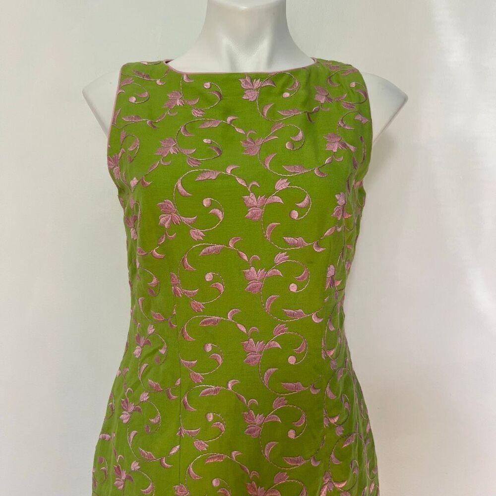 Jessica Howard Linen Blend Embroidered shift dress Y2K 00s